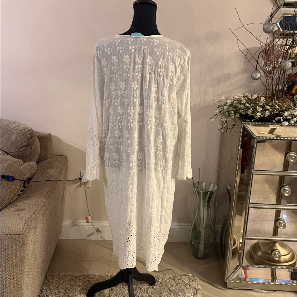 Melissa Odabash White Long Sleeve Dress m - Picture 7 of 7